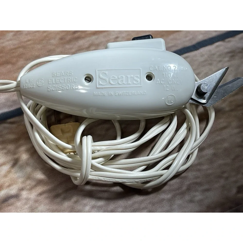 Vintage SEARS Roebuck And Co Electric‎ Fabric Sewing Scissors Switzerland Tested